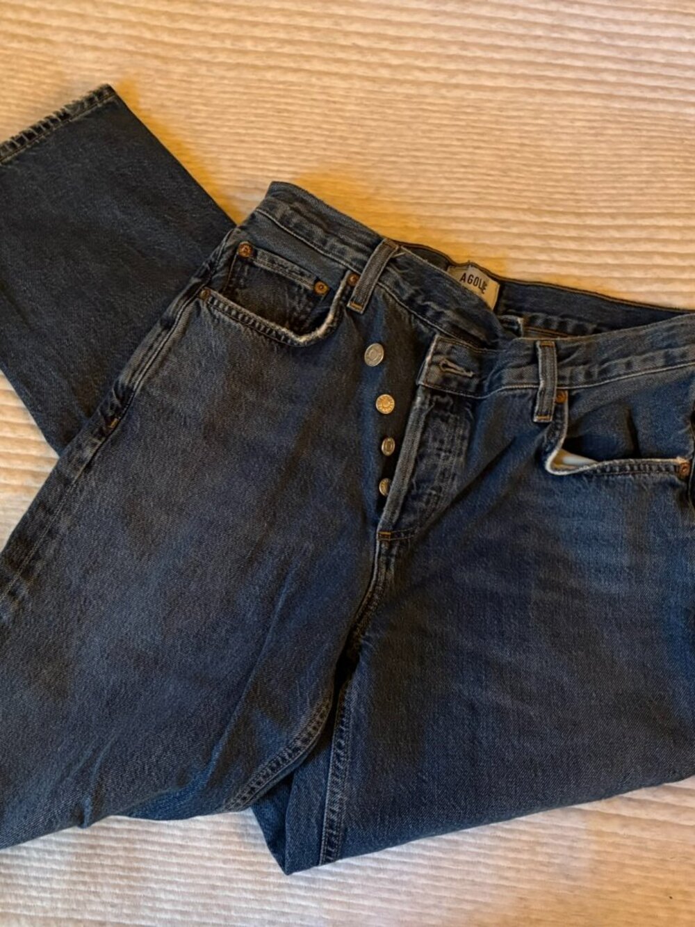 AGOLDE Criss Cross Upsized Jeans Size 25 with diagonal buttons